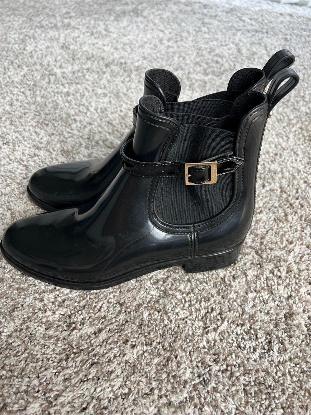 Jimmy Choo Women's Black Rubber Jai Short Rain Boots Size 39 (US 9)